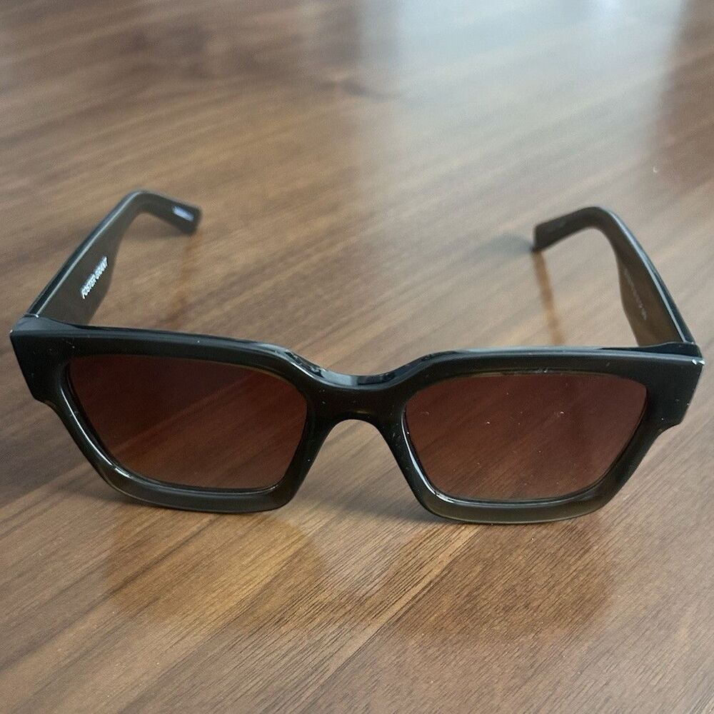 Foster Grant OL1122 Women's Rectangle Sunglasses Black Frame Brown Tinted UV400